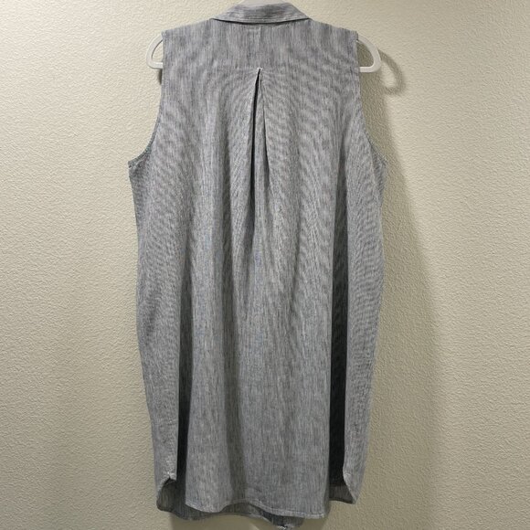 NEUFLORA "Moonlit Stripe" Sleeveless Button Down Tunic/Mini Pin Stripe Blue - L - Picture 2 of 9